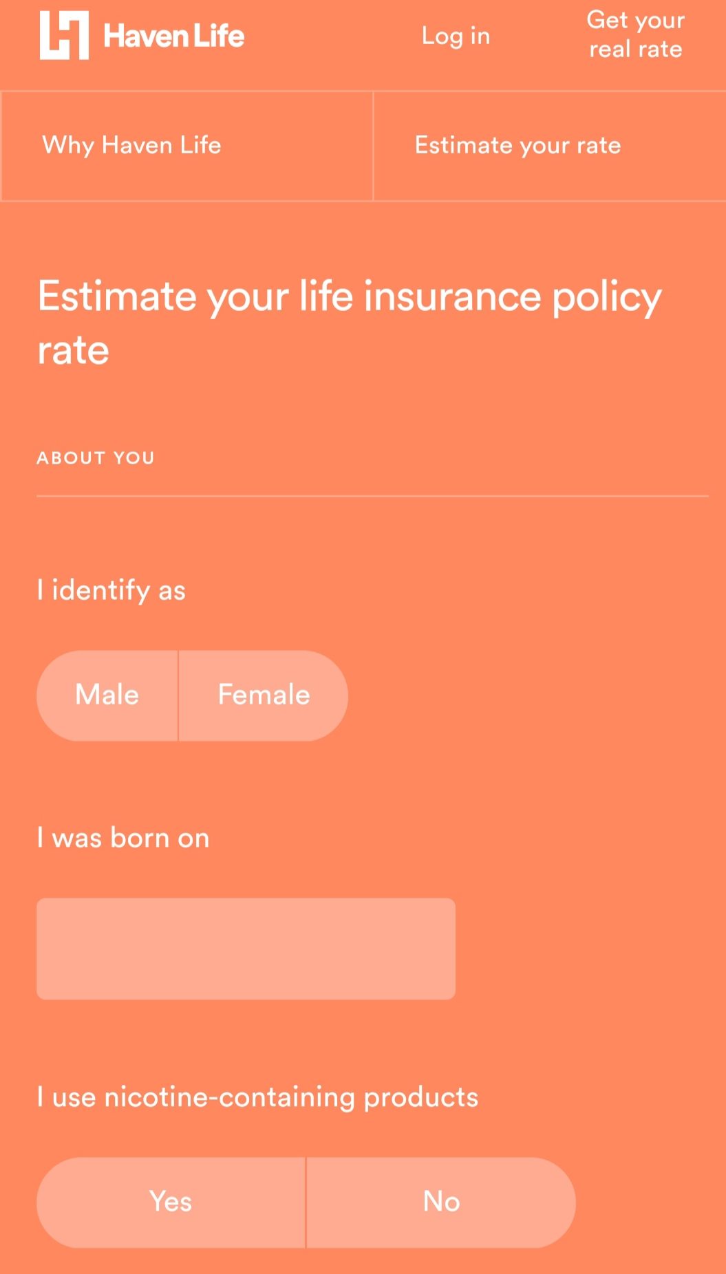 Haven Life mobile quote tool