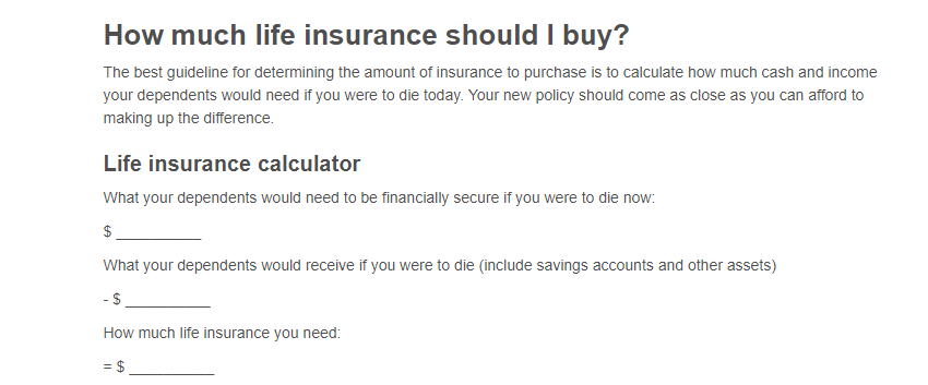 Gerber Life insurance calculator